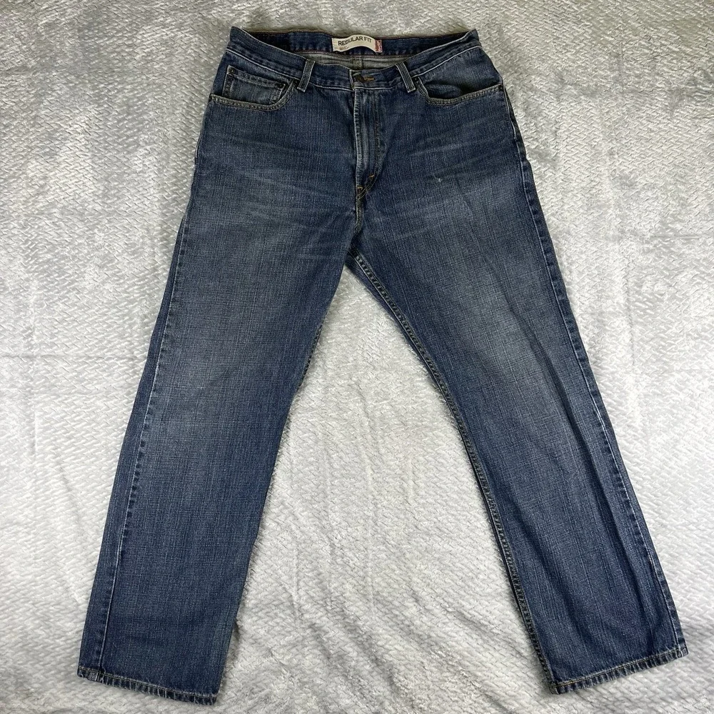 Levis 505 Jeans Mens 34x30 Regular Fit Straight Leg Medium Wash Denim Pants